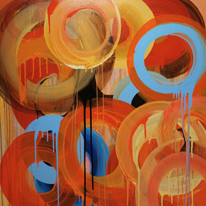 Peinture Acrylique rouge orange brun abstrait